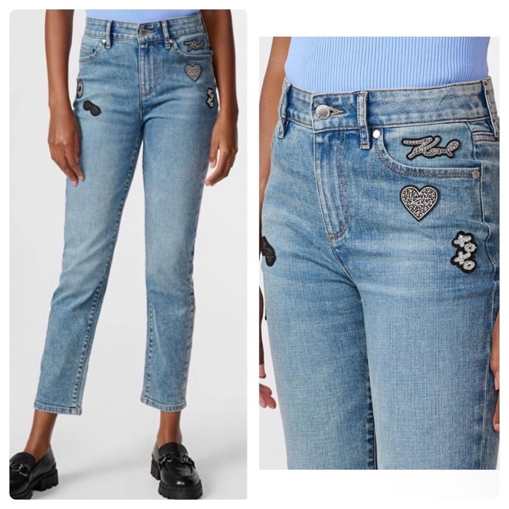 Karl Lagerfeld Straight Leg Patch Jeans